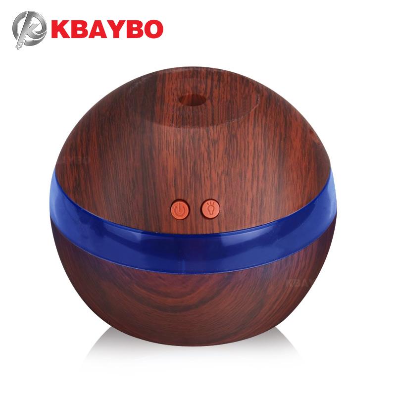 KBAYBO USB Ultrasonic Humidifier 290ml Aroma Diffuser Essential Oil Diffuser Aromatherapy Mist Maker with LED Light Wood grain - Image 2