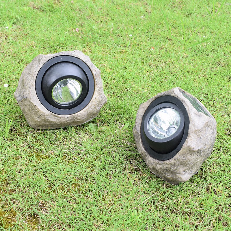 1PC Solar Simulate Resin Stone Lamp Warm Light Solar Lamp for Courtyard Park Garden Decor C1291 g