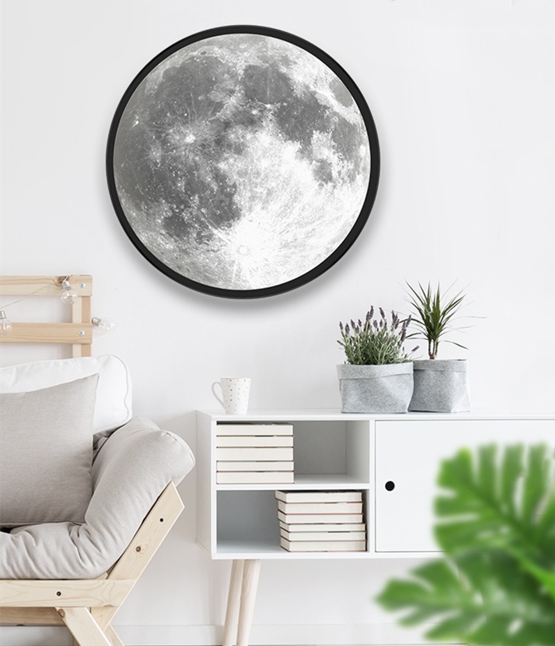 LED Mirror Moon Lamp Mercury Lamps Romantic Makeup Wood Frame Hanging Mirror Girl Gift Bedroom Decor - Image 3
