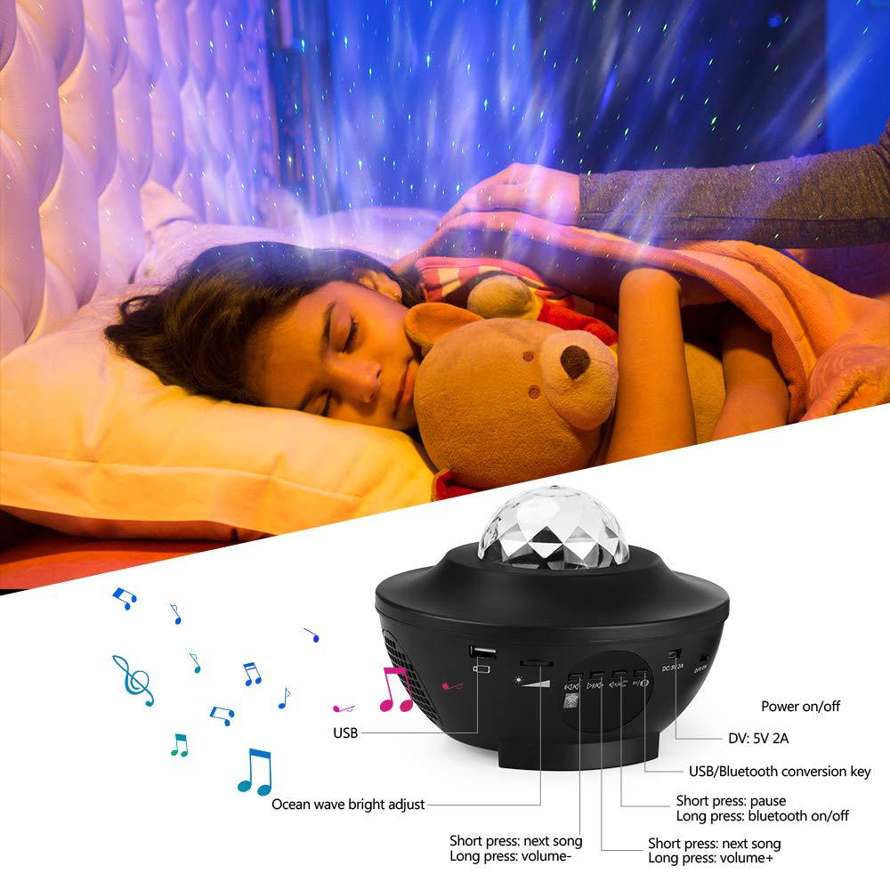 Galaxy Starry Night Lamp LED Star Projector Night Light Ocean Wave Projector with Music Bluetooth Remote Control Kids Gift - Image 3