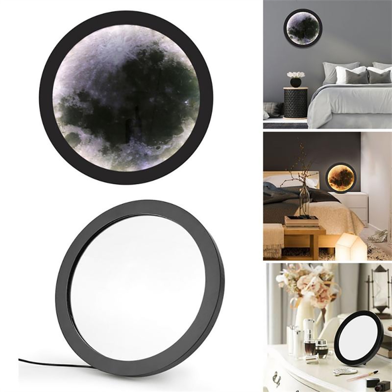 LED Mirror Moon Lamp Mercury Lamps Romantic Makeup Wood Frame Hanging Mirror Girl Gift Bedroom Decor - Image 2