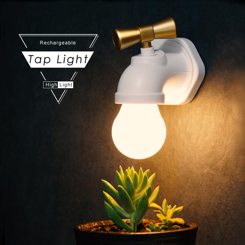 Water Tap LED Night Light Voice Control 2 Mode On/Auto Intelligent Sensor Faucet Night Lamp USB Rechargeable Smart Lamp - Image 8