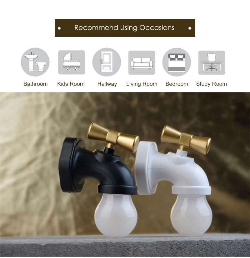Water Tap LED Night Light Voice Control 2 Mode On/Auto Intelligent Sensor Faucet Night Lamp USB Rechargeable Smart Lamp - Image 4