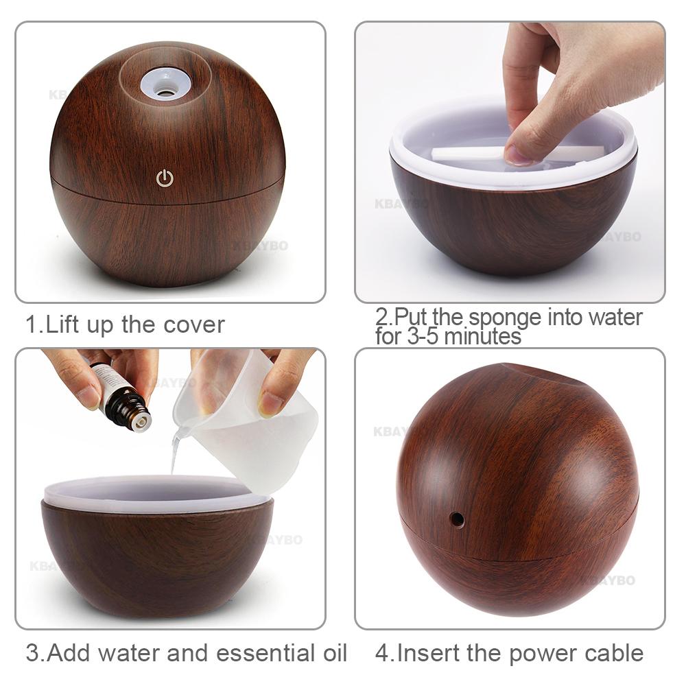 130ml USB Aroma Essential Oil Diffuser Ultrasonic Mist Humidifier Air Purifier 7 Color Change LED Night light for Office Home - Image 5