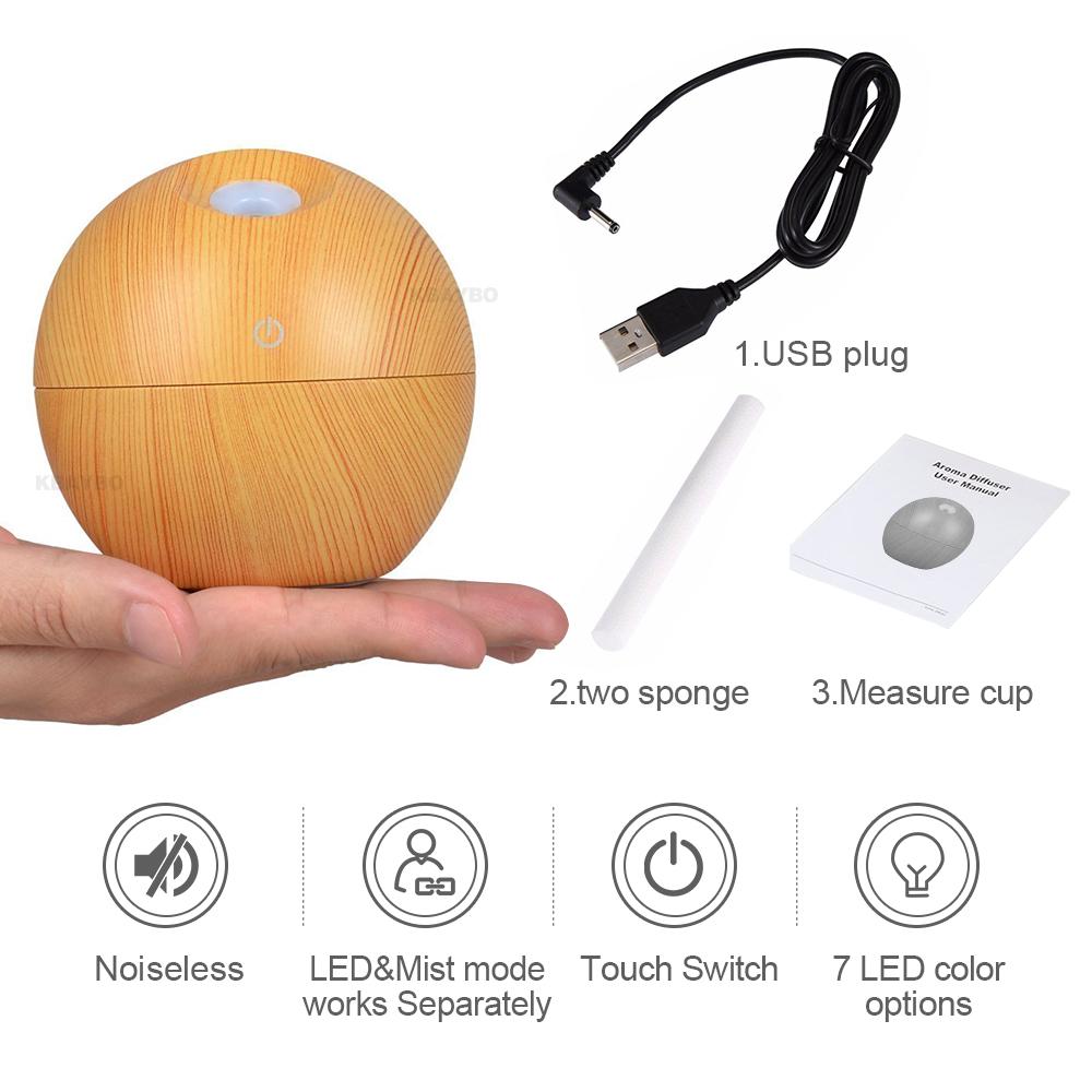 130ml USB Aroma Essential Oil Diffuser Ultrasonic Mist Humidifier Air Purifier 7 Color Change LED Night light for Office Home - Image 6