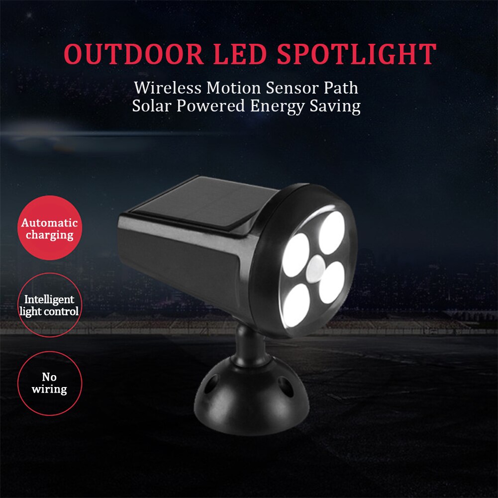 360 Degree Rotation Motion Sensor Corridor Solar Powered Energy Saving Yard Outdoor LED Spotlight Wall Mount Adjustable Garden - Image 2