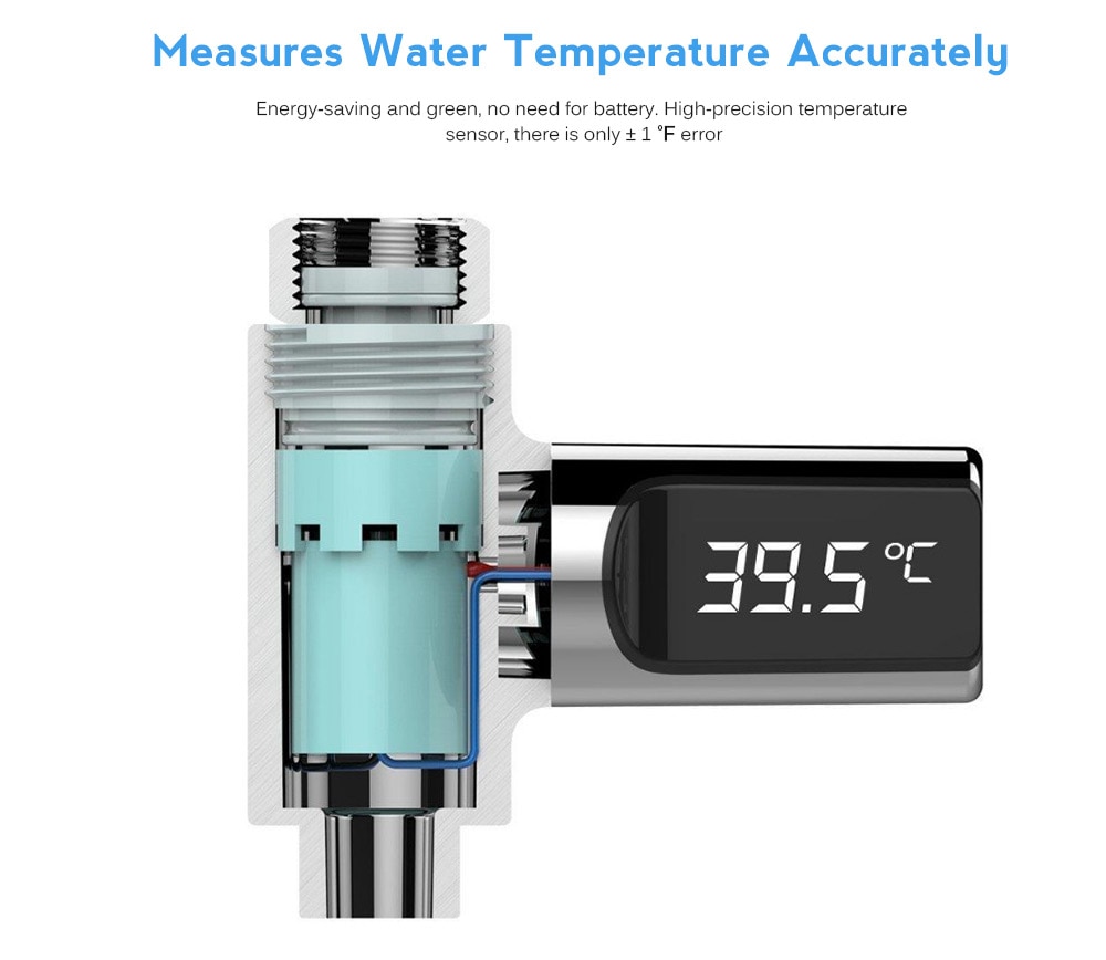 Led Display Water Shower Thermometer LED Display Home Water Shower Thermometer Flow Water Temperture Monitor - Image 4