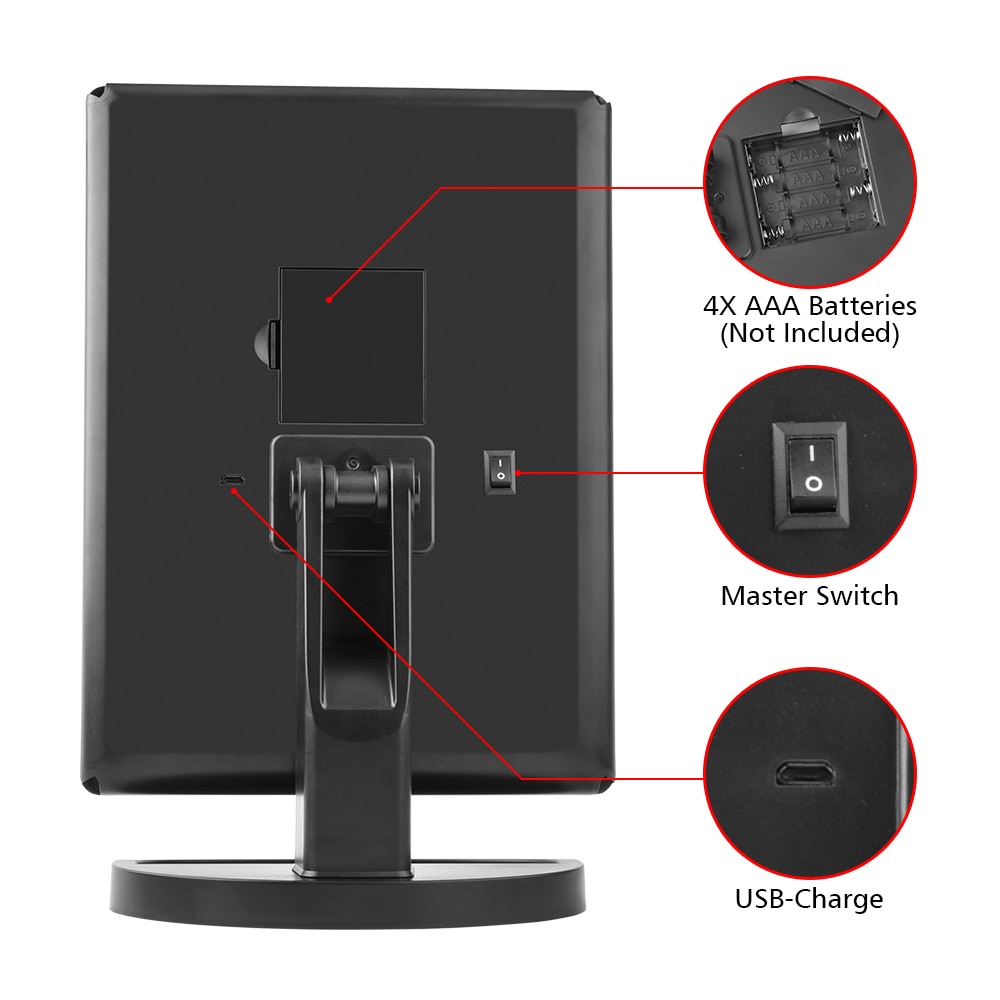 LED Touch Screen 22 Light Makeup Mirror Table Desktop Makeup 1X/2X/3X/10X Magnifying Mirrors Vanity 3 Folding Adjustable Mirror - Image 4