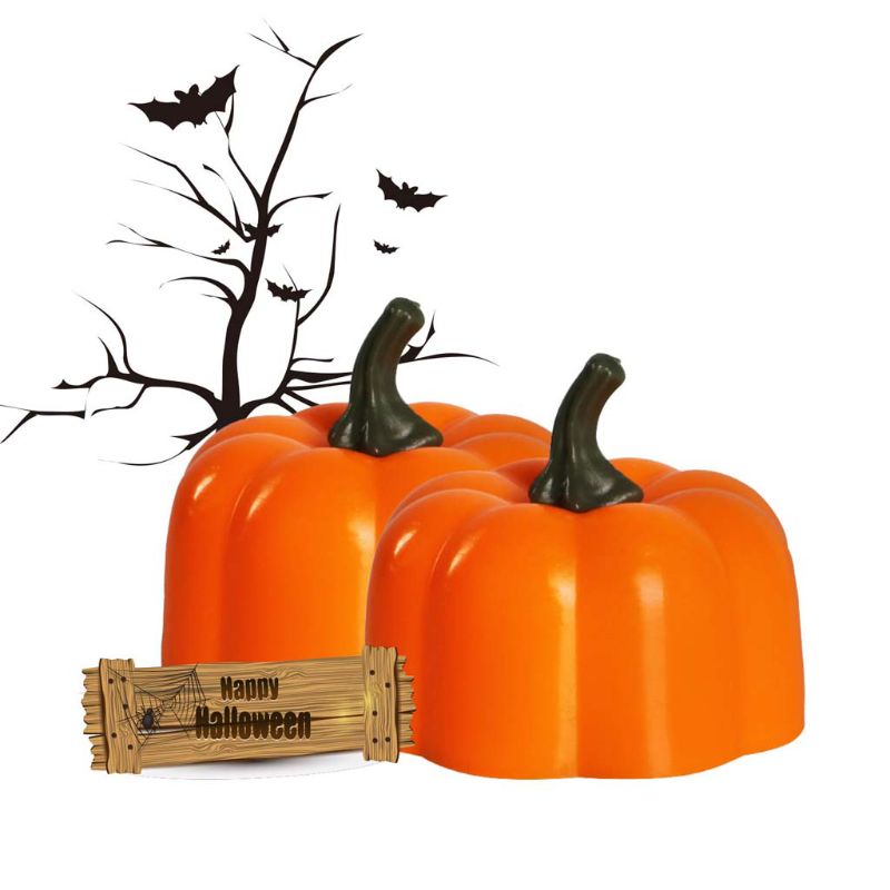 12Pcs 3D Pumpkin Battery Operated LED Electric Candle Light Flameless Tealights Flickering Halloween Festival Party Decoration - Image 3