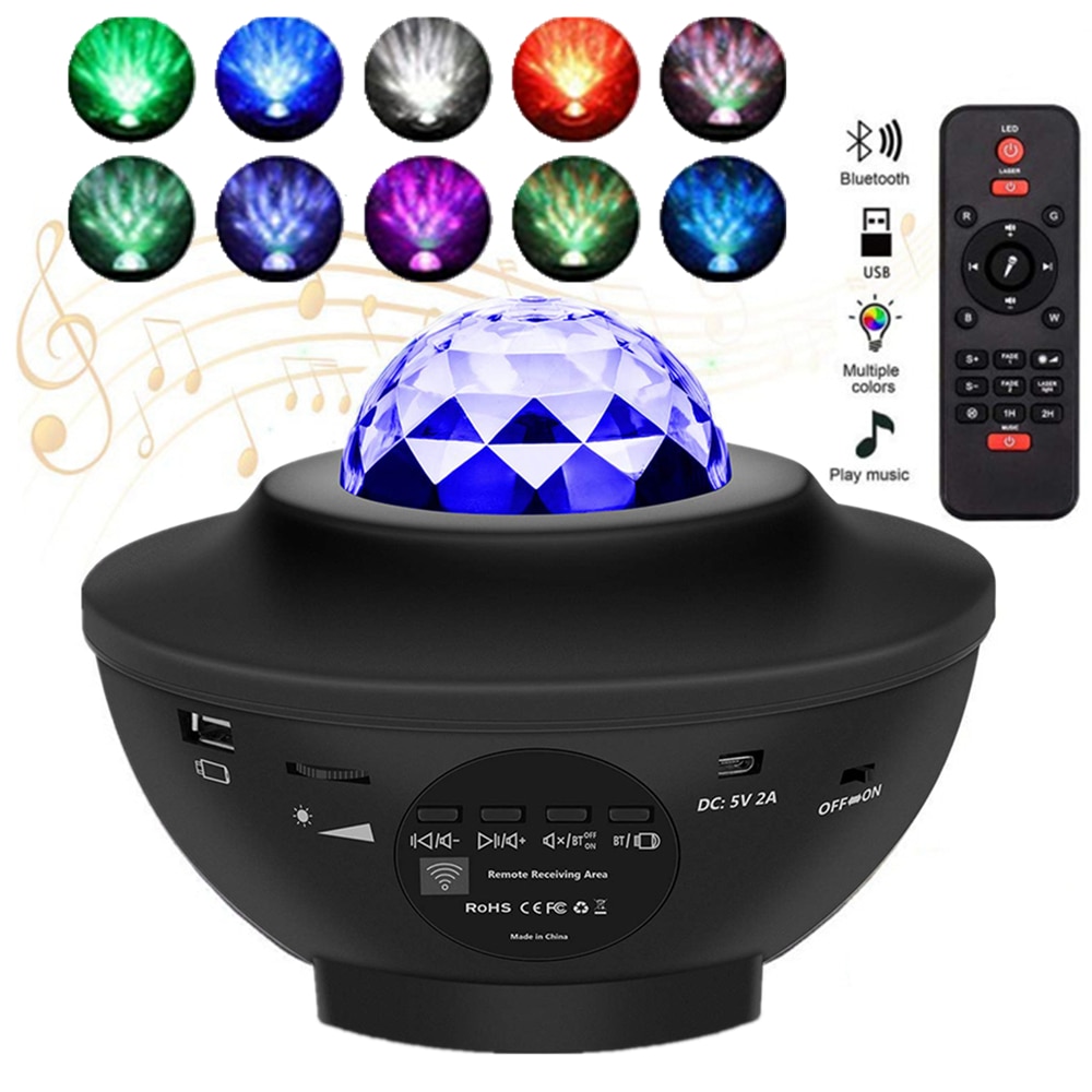 Baby Projector Night Light 360-Degree Rotating Night Light Projector with 8 Colors Modes for Kids Bedroom Children BICASLOVE 2 in 1 LED Starry & Ocean Wave Projector Lamp 