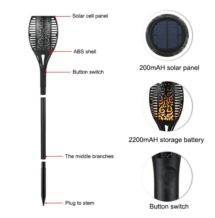 1Pcs Solar Flame Flickering Lawn Lamp Led Dancing Flame Light Solar Outdoor Waterproof Garden Decor Lamp Solar Garden Light - Image 6