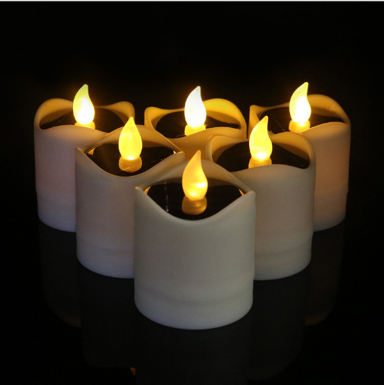 6pcs Solar Powered LED Candle Light Yellow Flicker Tea Lamp Festival Wedding Romantic Decor No Smoke, No flame, No self - heating - Image 8