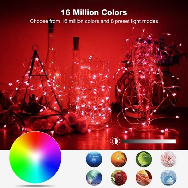 LED String Lights For Christmas Tree Decor 20m 200LED App Remote Control RGB Lighting String - Image 2