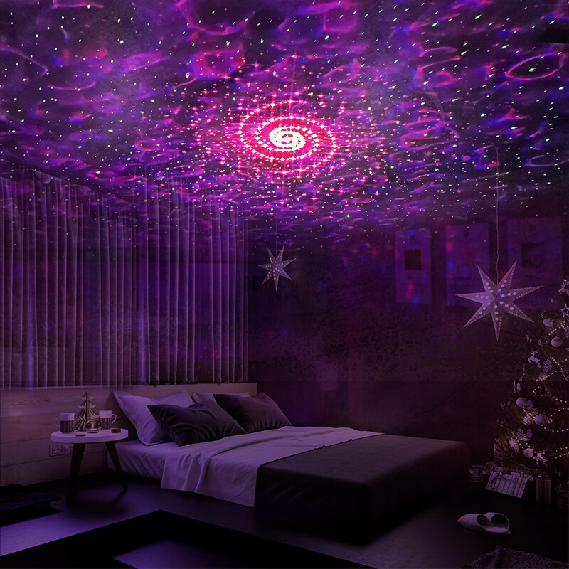 LED Laser Colorful Starry Sky Ocean Projector Night Light Remote Control Ocean Wave Projection Lamp With Bluetooth Music Speaker - Image 2