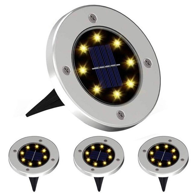 4Pcs Solar Power Disk Light 8LED Ground Lamp Light Spot Lamp for Outdoor Path Way Yard Garden Decking Lawn Waterproof - Image 8