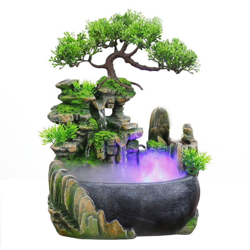 Wealth Feng Shui Company Office Tabletop Ornaments Desktop Flowing Water Waterfall Fountain With Color Changing LED Lights Spray - Image 8