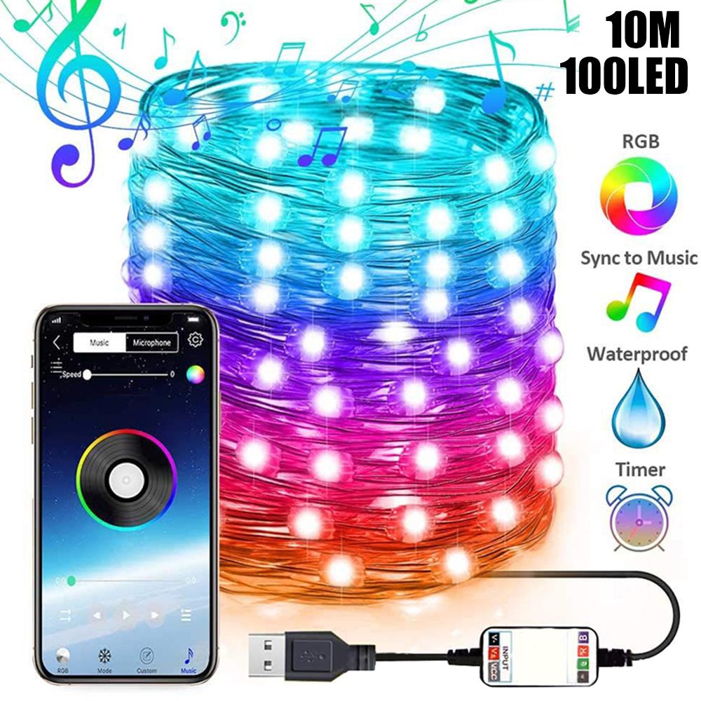 LED String Lights For Christmas Tree Decor 20m 200LED App Remote Control RGB Lighting String - Image 9
