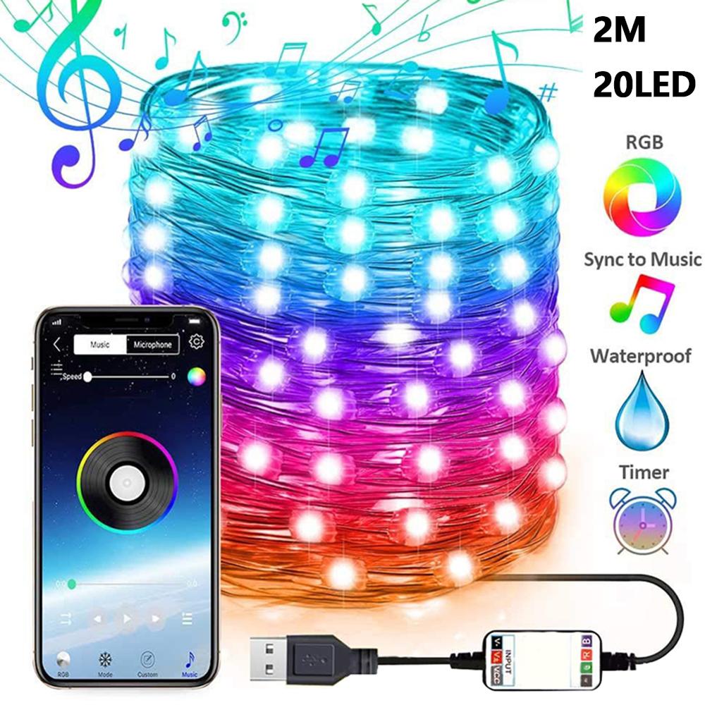 LED String Lights For Christmas Tree Decor 20m 200LED App Remote Control RGB Lighting String - Image 7