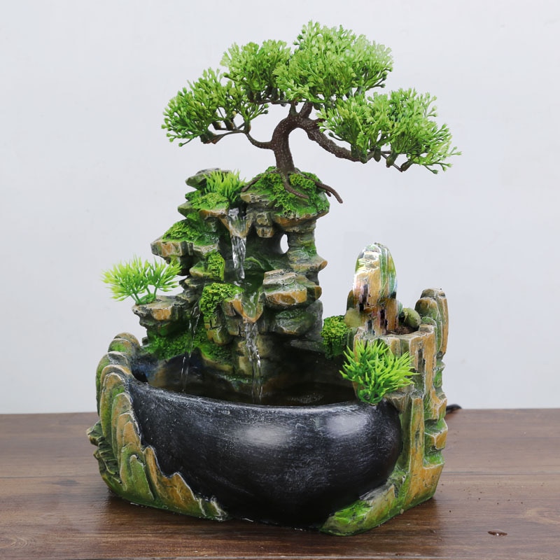 Wealth Feng Shui Company Office Tabletop Ornaments Desktop Flowing Water Waterfall Fountain With Color Changing LED Lights Spray - Image 7