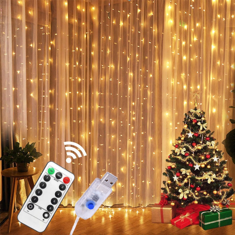 3M LED Curtain Lamp USB String Lights Remote Control Fairy Light Garland For New Year Christmas Home Wedding Decoration - Image 7