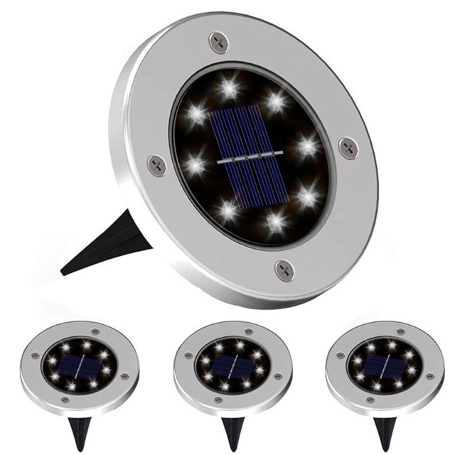 4Pcs Solar Power Disk Light 8LED Ground Lamp Light Spot Lamp for Outdoor Path Way Yard Garden Decking Lawn Waterproof - Image 7