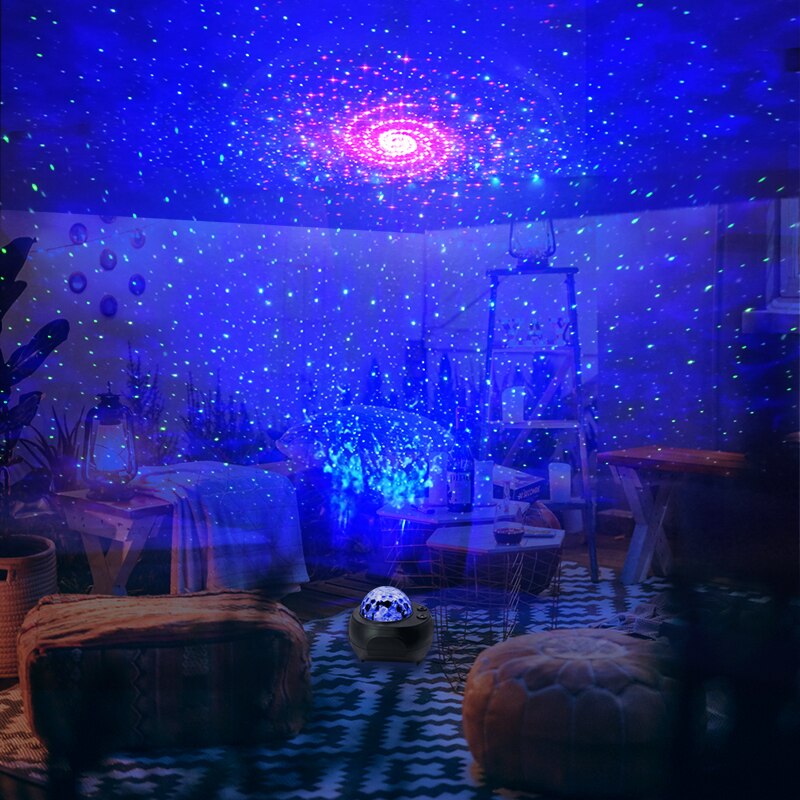 LED Laser Colorful Starry Sky Ocean Projector Night Light Remote Control Ocean Wave Projection Lamp With Bluetooth Music Speaker - Image 4