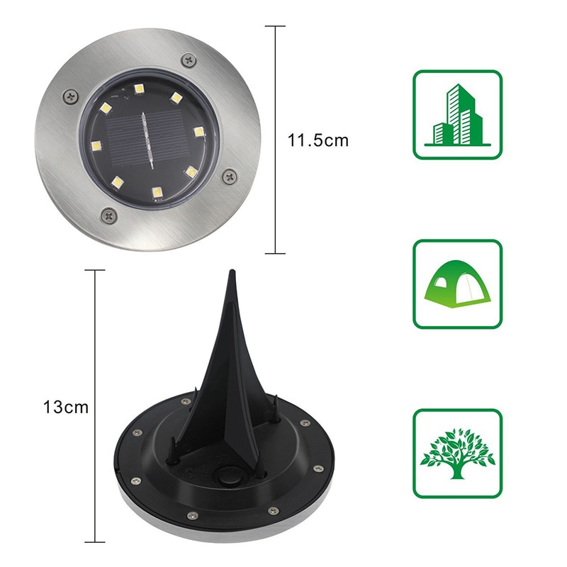 4Pcs Solar Power Disk Light 8LED Ground Lamp Light Spot Lamp for Outdoor Path Way Yard Garden Decking Lawn Waterproof - Image 4