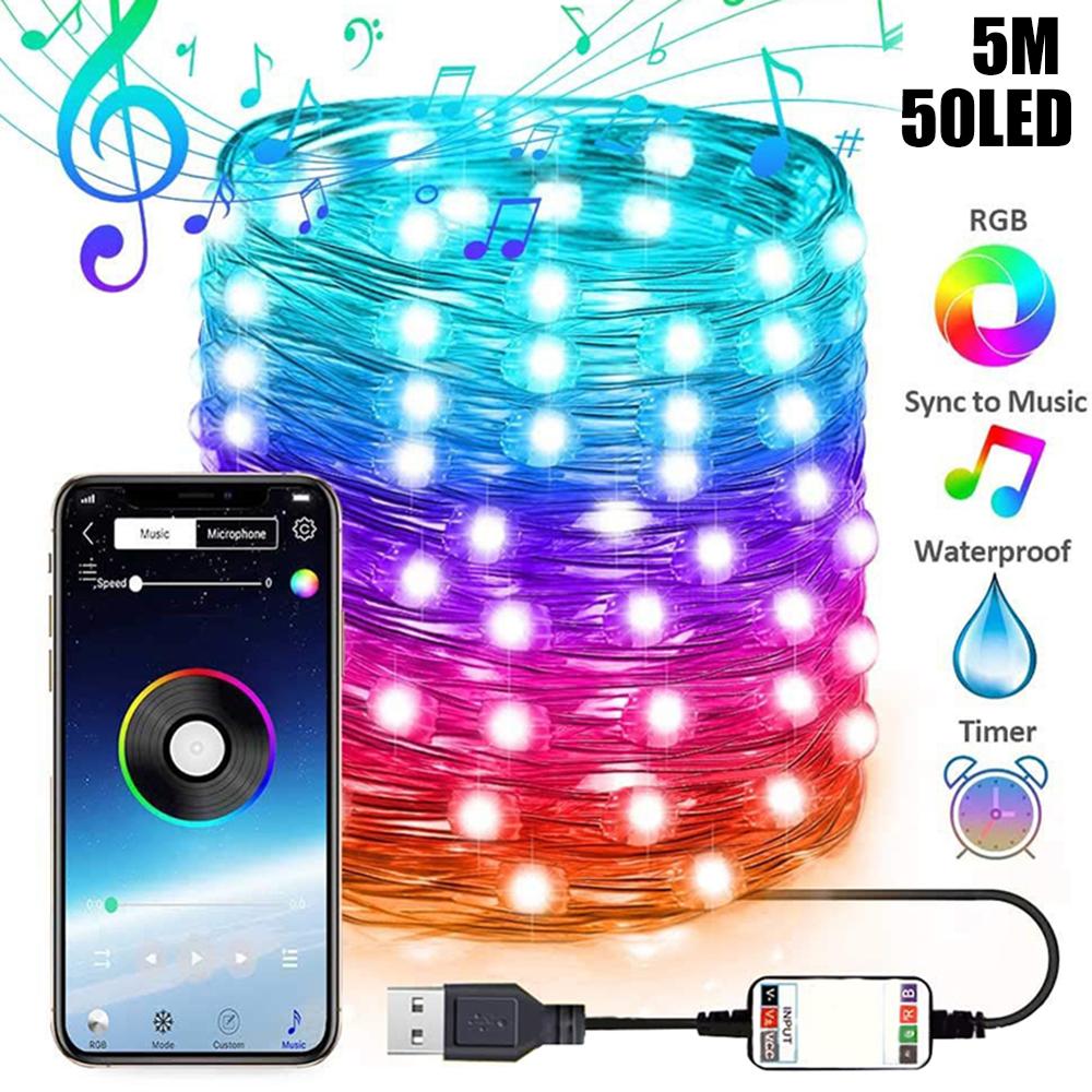 LED String Lights For Christmas Tree Decor 20m 200LED App Remote Control RGB Lighting String - Image 8