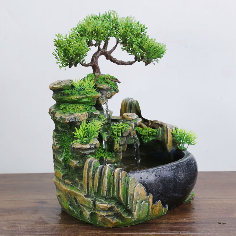 Wealth Feng Shui Company Office Tabletop Ornaments Desktop Flowing Water Waterfall Fountain With Color Changing LED Lights Spray - Image 3