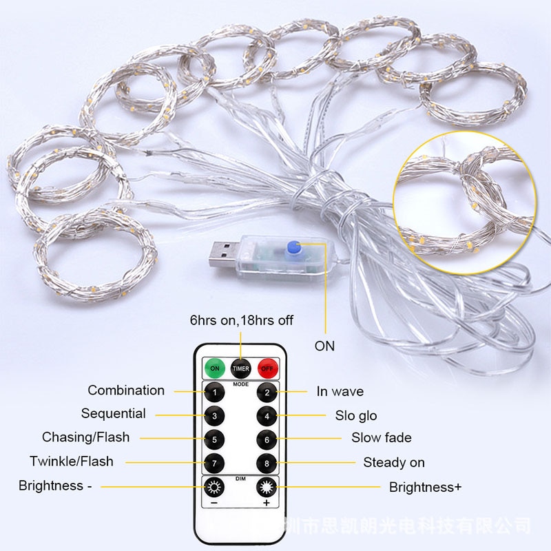 3M LED Curtain Lamp USB String Lights Remote Control Fairy Light Garland For New Year Christmas Home Wedding Decoration - Image 6