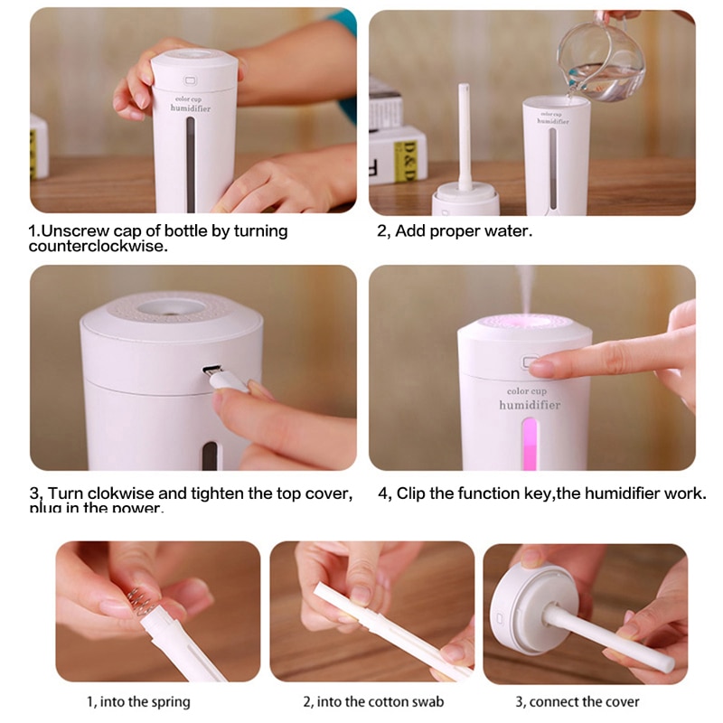 Ultrasonic Air Humidifier Essential Oil Diffuser With 7 Color Lights Electric Aromatherapy USB Humidifier Car Aroma Diffuser - Image 2